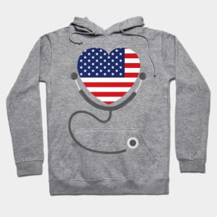 USA Flag Registered Nurse USA Flag T-Shirt 4th July Nursing Hoodie